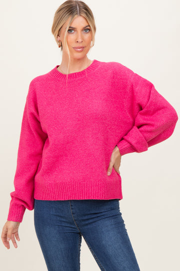 Fuchsia Chunky Knit Oversized Sweater