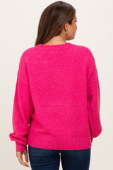 Fuchsia Chunky Knit Oversized Maternity Sweater