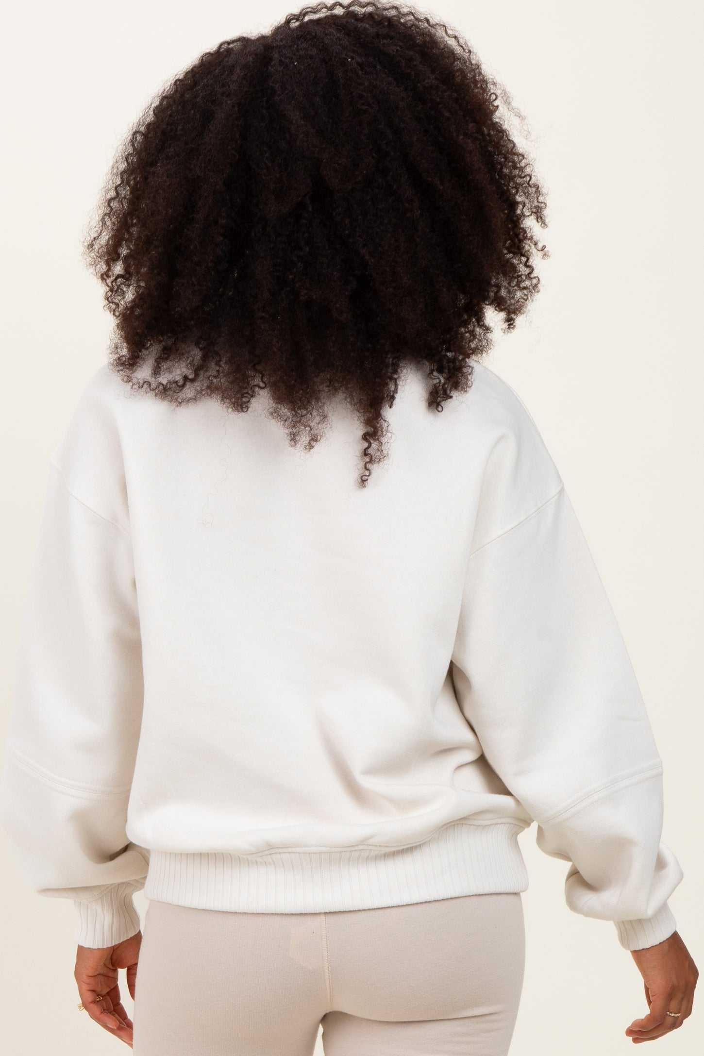 Ivory French Terry Quarter Zip Pullover