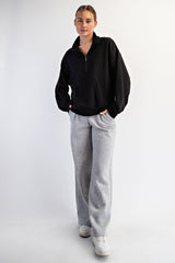 Black French Terry Quarter Zip Pullover