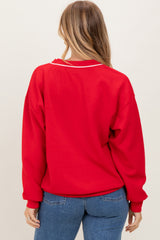 Red V-Neck Sweatshirt