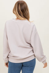 Beige V-Neck Sweatshirt