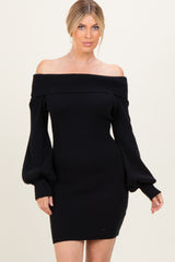 Black Off The Shoulder Sweater Dress