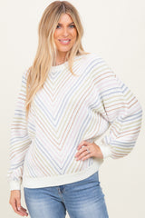 Cream Multi Crew Neck Striped Long Sleeve Sweater