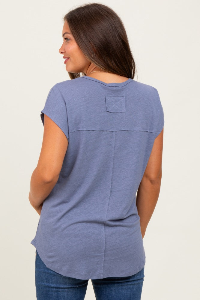 Light Navy V-Neck Maternity Top