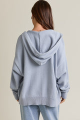 Light Blue Oversized Sweater Knit Hoodie