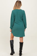 Forest Green Rib Knit Long Sleeve Maternity Dress