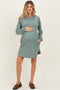 Light Olive Rib Knit Long Sleeve Maternity Dress