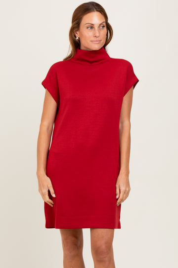 Rust Mock Neck Mini Dress
