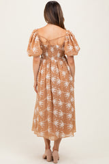 Mocha Textured Maternity Midi Dress