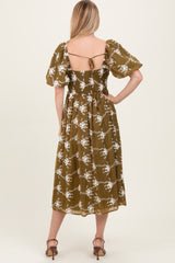 Dark Olive Textured Midi Dress