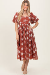 Rust Textured Midi Dress