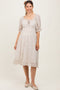Cream Floral Square Neck Ruffle Accent Maternity Midi Dress