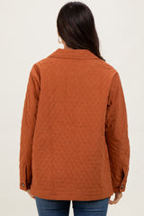 Rust Quilted Button Jacket