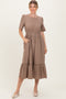 Brown Houndstooth Lace Midi Dress