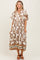 Mocha Floral V-Neck Button Detail Mid Dress