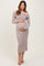 Mocha Heather Off Shoulder Long Sleeve Maternity Maxi Dress