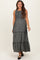 Grey Animal Print Sleeveless Smocked Tiered Maternity Maxi Dress