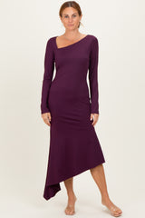 Plum Asymmetric Hem Midi Dress