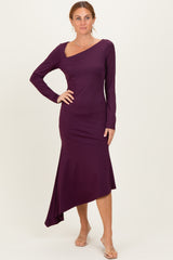 Plum Asymmetric Hem Midi Dress