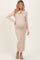 Cream Tie Neck Maternity Sweater Midi Dress