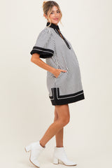 Black Striped Contrast Border Maternity Mini Dress