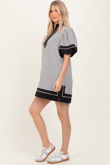 Black Striped Contrast Border Mini Dress