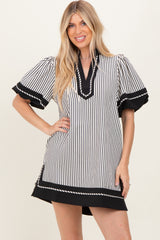 Black Striped Contrast Border Mini Dress