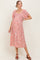 Pink Floral Smocked Maternity Midi Dress