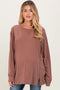 Camel Mineral Washed Drop Shoulder Long Sleeve Maternity Top