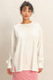 Cream Mineral Washed Drop Shoulder Long Sleeve Top