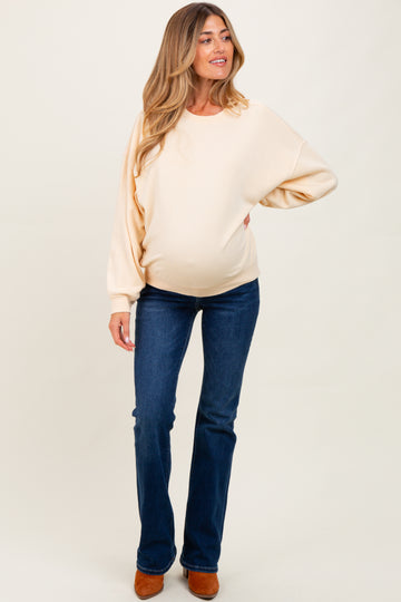 Cream Long Sleeve Maternity Sweatshirt