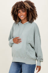 Sage Green Drop Shoulder Long Sleeve Oversized Maternity Hoodie