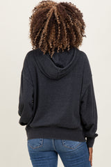 Black Drop Shoulder Long Sleeve Oversized Maternity Hoodie