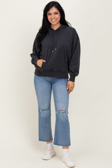 Black Drop Shoulder Long Sleeve Oversized Hoodie