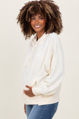 Cream Drop Shoulder Long Sleeve Oversized Maternity Hoodie