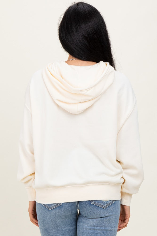 Cream Drop Shoulder Long Sleeve Oversized Hoodie