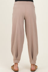 Light Taupe Brushed Knit Barrel Leg Maternity Joggers