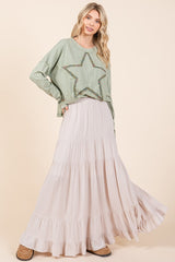 Cream Tiered Ruffle Hem Maternity Maxi Skirt