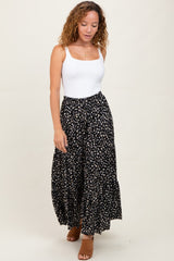 Black Floral Tiered Maxi Skirt