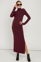 Burgundy Turtleneck Top Maxi Skirt Maternity Set