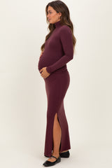 Burgundy Turtleneck Top Maxi Skirt Maternity Set