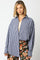 Navy Striped Linen Blend Button Down Shirt