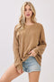 Camel Textured Rib Knit Pullover
