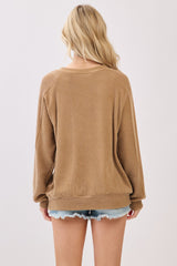 Camel Textured Rib Knit Pullover