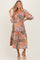 Multicolor Floral Paisley Patchwork 3/4 Sleeve Maternity Midi Dress