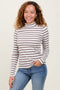 Mocha Striped Turtleneck Long Sleeve Top