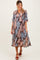 Brown Floral Chiffon Front Tie Maternity Midi Dress