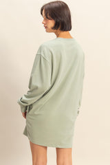 Mint Mineral Wash Oversized Sweatshirt Mini Dress