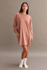 Light Taupe Mineral Wash Oversized Maternity Sweatshirt Mini Dress